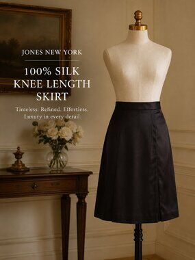 100% Silk Vintage Skirt Black Minimalist Quiet Luxury 6 Jones New York